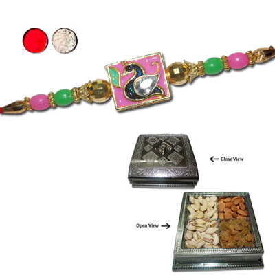 "Rakhi - FR- 8190 A (Single Rakhi),  Manmeet DryFruit Box - Code DFB3000 - Click here to View more details about this Product